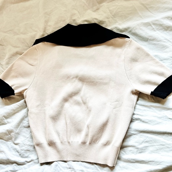 Apricot & Black Commense Viscose Crop Collard Cardigan - Picture 9 of 9